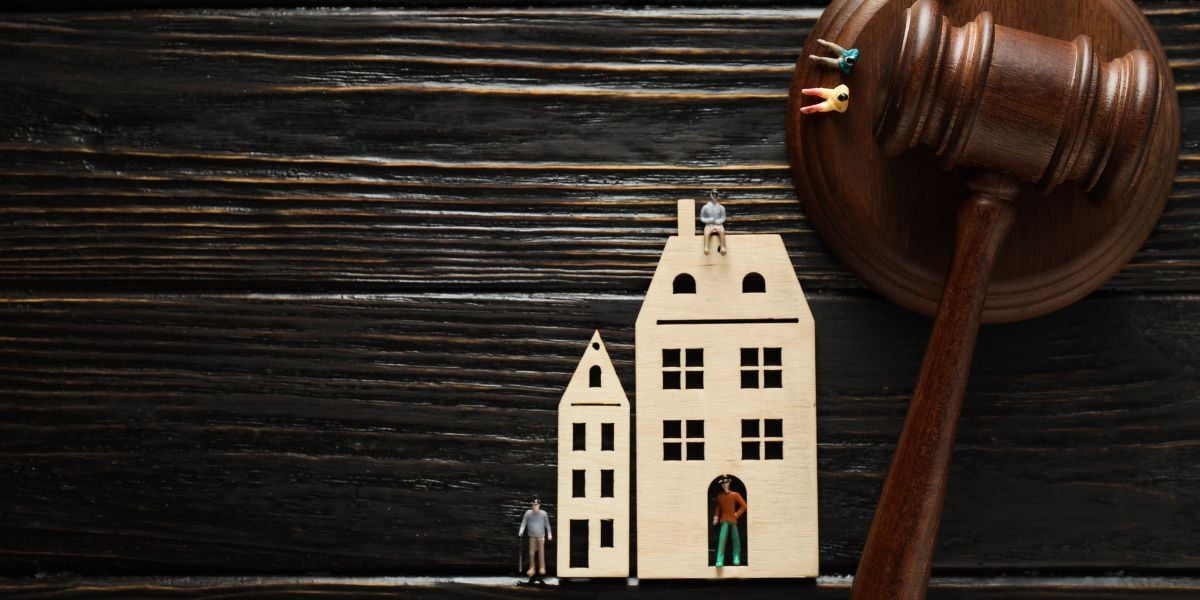 04 rental law concept gavel with house model 04 rental law concept gavel with house model