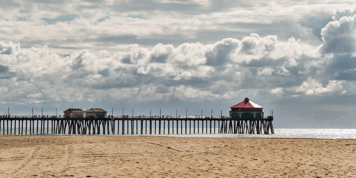 Beautiful cloudy sky at Huntington Beach, California