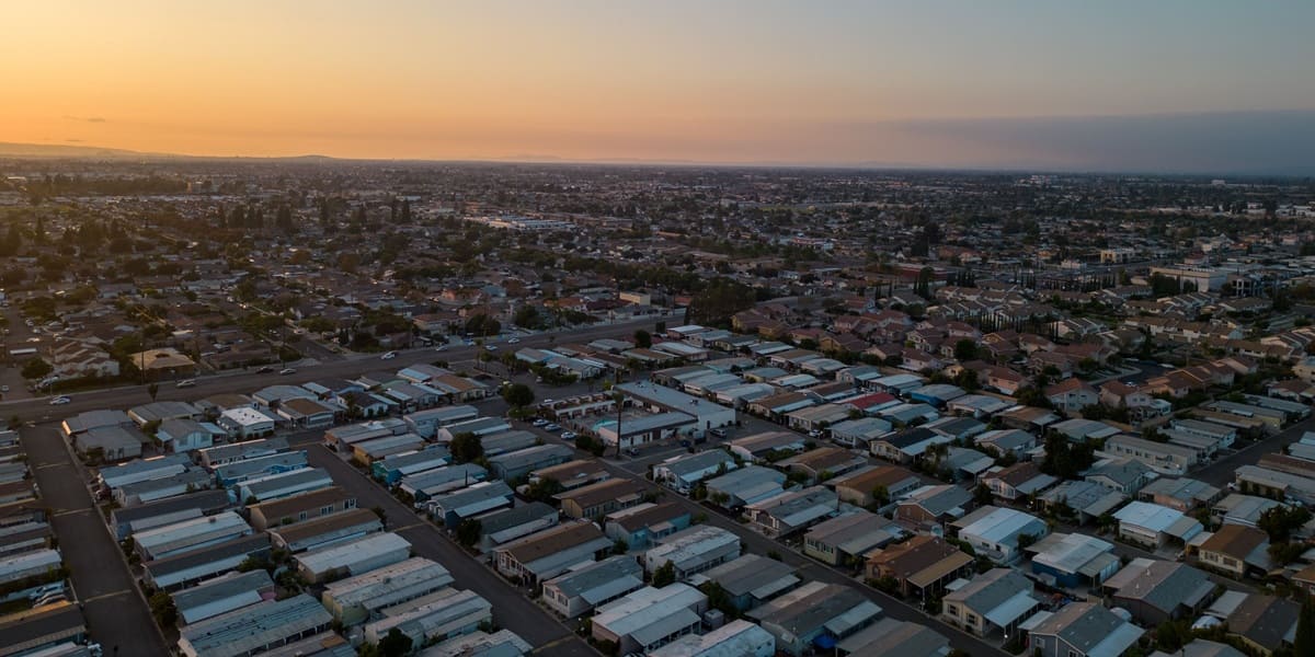 Bird's eye view of Newport Beach in California at sunset