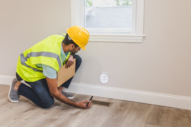 contractor conducting a home inspection contractor conducting a home inspection